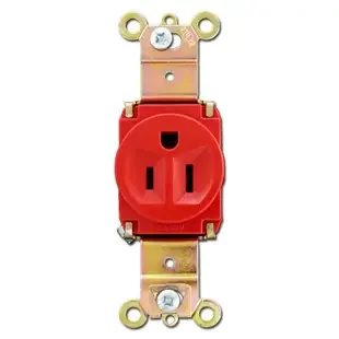 Red 15A Single Round Outlet Receptacle