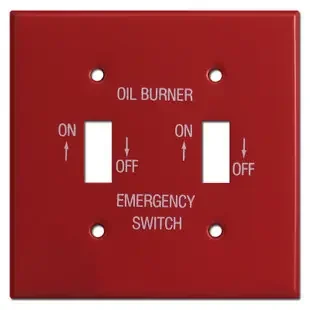 Red Double Toggle Emergency Oil Burner Switch Plate Covers 002