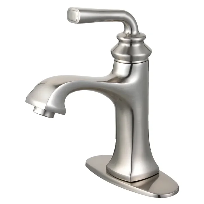 Restoration One-Handle Single-Hole Bathroom Faucet with Deck Plate – Brushed Nickel