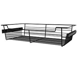 Rev-A-Shelf 24″ Matte Black Wire Pullout Basket for 14″ Deep Closet, 5″ Height