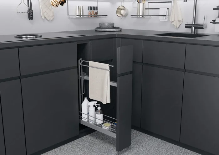 Richelieu Sliding Basket with Towel Rack – Kitchen & Bathroom Storage Solution