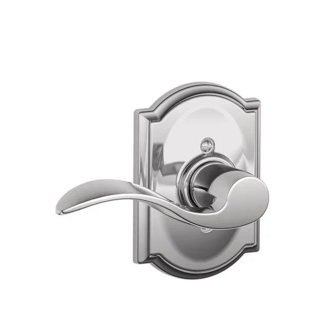 Right Hand Accent Lever with Camelot Rose Interior Active Trim by Schlage – Bright Chrome Finish