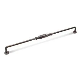 RK International Beaded Middle Vertical Pull 12″ (305mm) Center-to-Center, 12-3/4″ (324mm) Overall Length, Distressed Nickel Cabinet Pull / Handle
