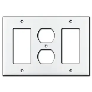Rocker Outlet Rocker Switch Combo 3-Gang Wall Plates – White