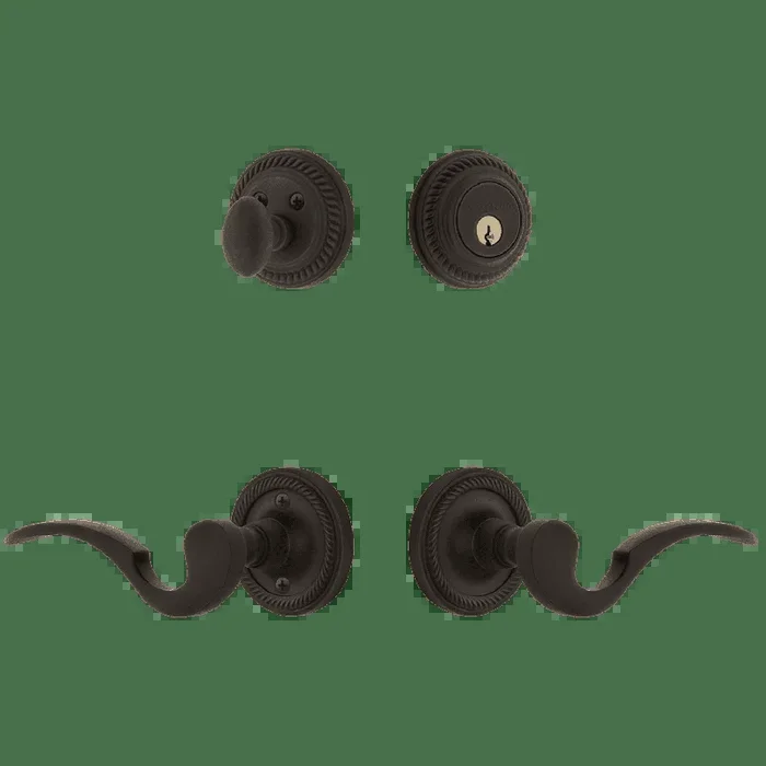 Rope Rosette Entry Set with Manor Lever – Oil-Rubbed Bronze