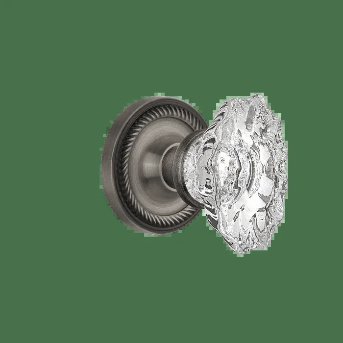 Rope Rosette with Chateau Knob in Antique Pewter – Vintage Door Hardware