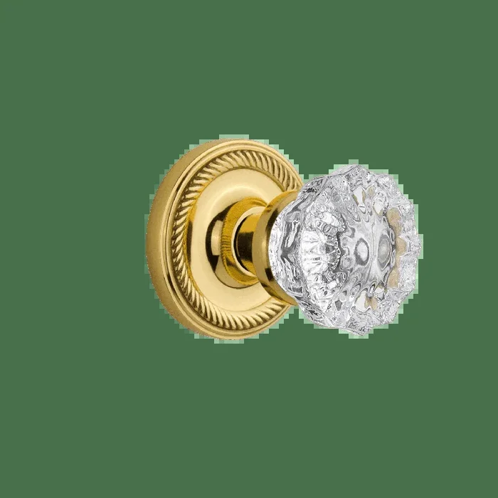 Rope Rosette with Crystal Knob in Polished Brass – Nostalgic Vintage Door Hardware