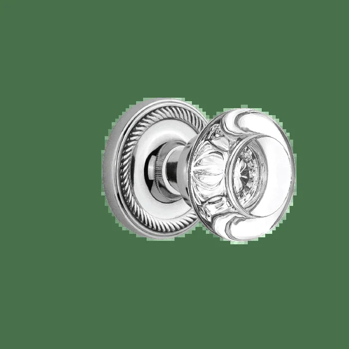 Rope Rosette with Round Clear Crystal Knob in Bright Chrome – Nostalgic Vintage Door Hardware