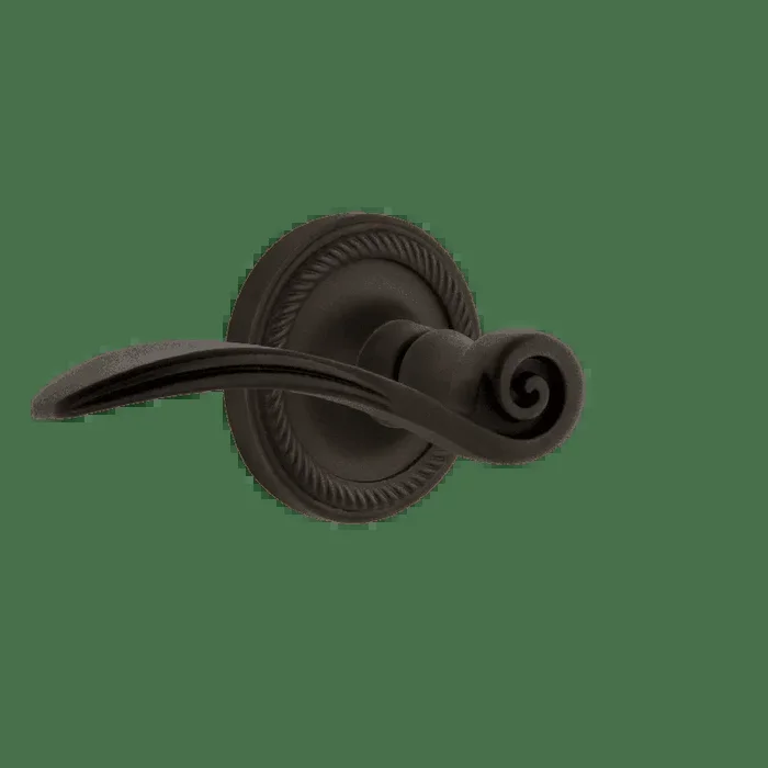 Rope Rosette with Swan Lever in Oil-Rubbed Bronze – Privacy Door Hardware