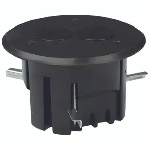 Round In-Floor Electrical Duplex Outlet Box – Dark Bronze