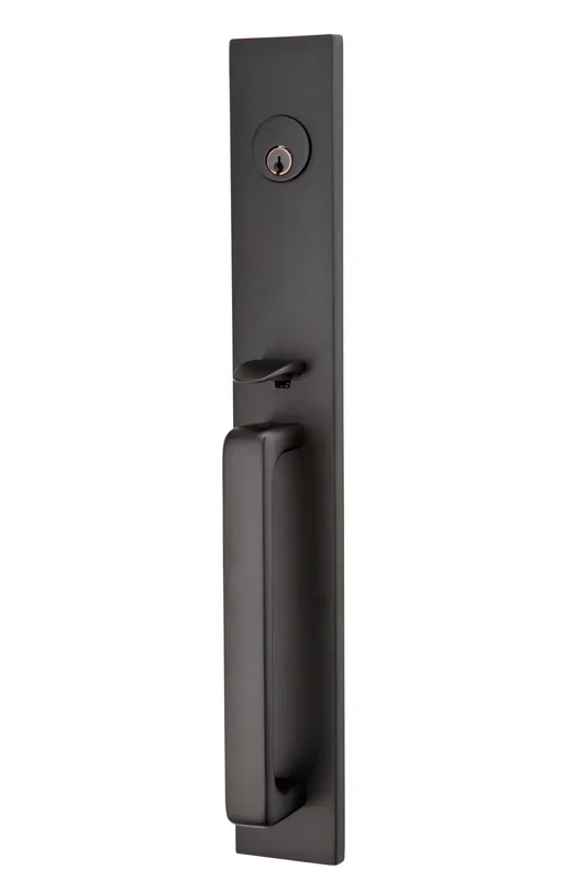 Round Knob Tubular Handleset – Flat Black Finish by Emtek