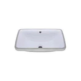 Rounded Rectangular Shaped Undermount Bathroom Vanity Sink, 21-1/8” x 16” x 7-1/8”, White Porcelain
