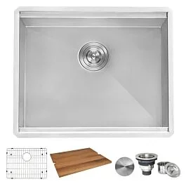 Ruvati 21″ Workstation Bar Prep Sink Undermount 16 Gauge Ledge Stainless Steel Single Bowl