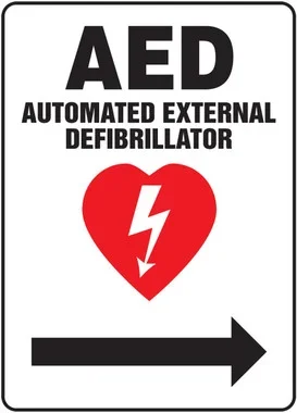 Safety Sign: AED – Automated External Defibrillator 14″ x 10″ Adhesive Vinyl – MFSD419VS