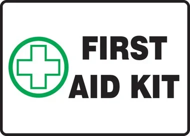 Safety Sign: First Aid Kit 10″ x 14″ Adhesive Dura-Vinyl – MFSD446XV
