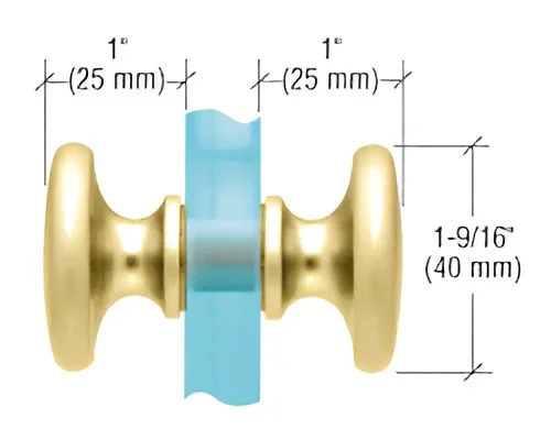 Satin Brass Traditional Style Back-to-Back Shower Door Knobs by C.R. Laurence