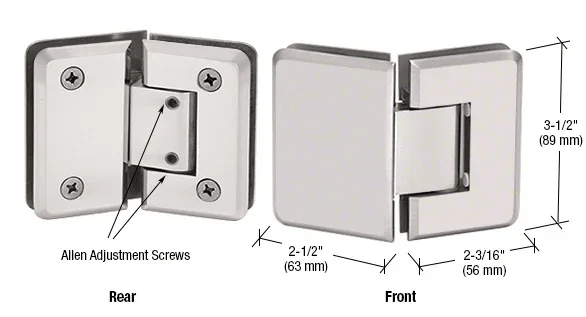 Satin Nickel Pinnacle 345 Series Adjustable 135 Degree Glass-to-Glass Hinge by C.R. Laurence