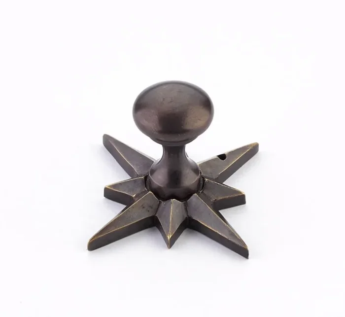 Schaub 3/4″ Sonata Round Cabinet Knob with Star Backplate – Dark Antique Bronze Finish