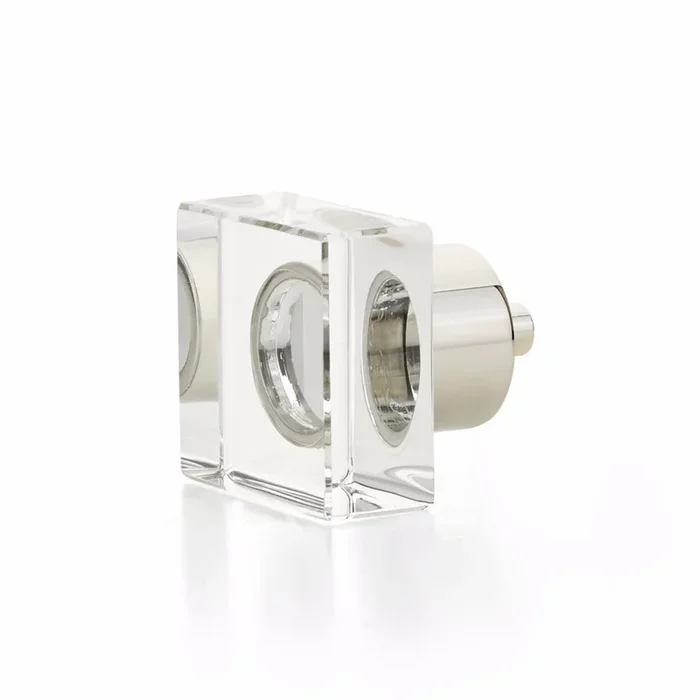 Schaub City Lights Square Glass Knob – Polished Nickel Finish