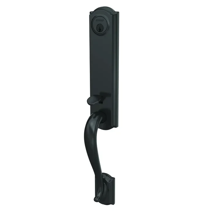 Schlage Custom 3/4 Trim Camelot Exterior Active Handleset – Matte Black Finish