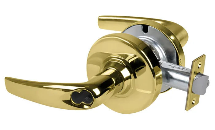 Schlage Grade 2 Entry Athens Lever – SFIC Prep, Bright Brass