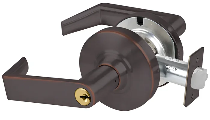 Schlage KIT – Grade 1 Entrance Cylindrical Lock with Rhodes Lever in Aged Bronze