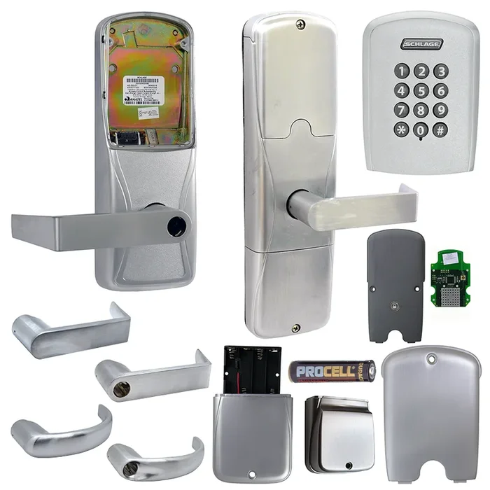Schlage KIT – Keypad Network Wireless Office Lock, Cylindrical Lock, Sparta Lever, Brushed Chrome