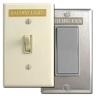 Short Engraved Light Switch Wall Plate Name Tags – Adhesive Back