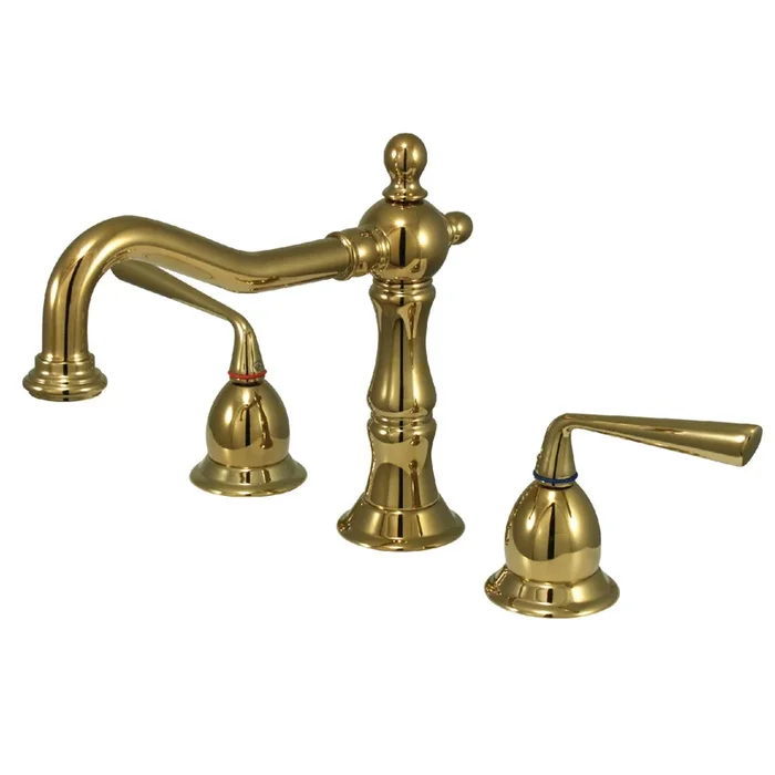 Silver Sage Widespread Bathroom Faucet with Brass Pop-Up – Polished Brass