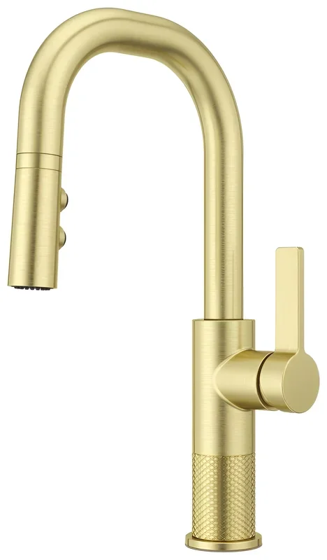 Single Handle Pull Down Bar Faucet in Brushed Gold by Pfister