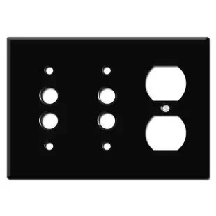 Single Outlet Double Push Button Switch Plate Covers – Black