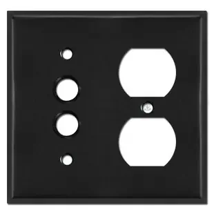 Single Pushbutton Single Outlet Wall Cover Plates – Black