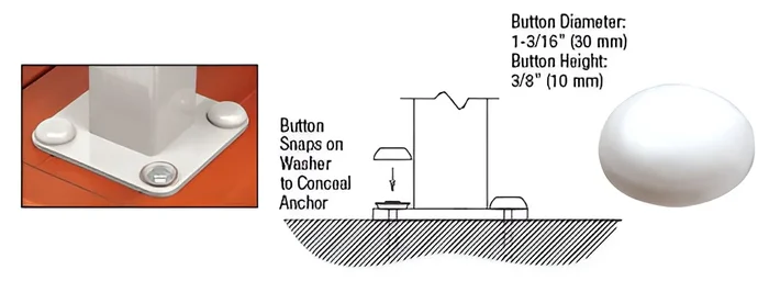 Sky White Color Match Bolt Cover Buttons – C.R. Laurence