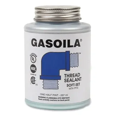 Soft-Set Thread Sealant, 1/2 Pint Brush Top Can, Blue/green