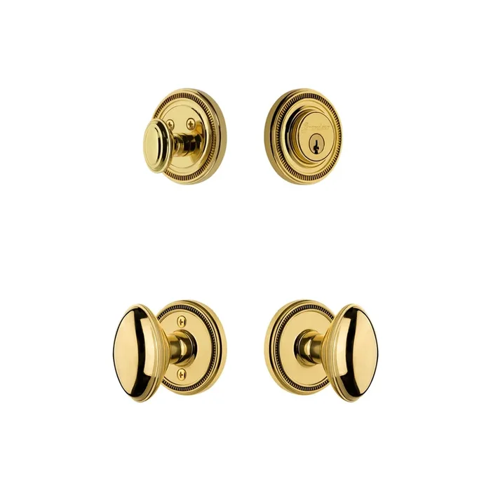 Soleil Rosette Entry Set with Eden Prairie Knob in Lifetime Brass