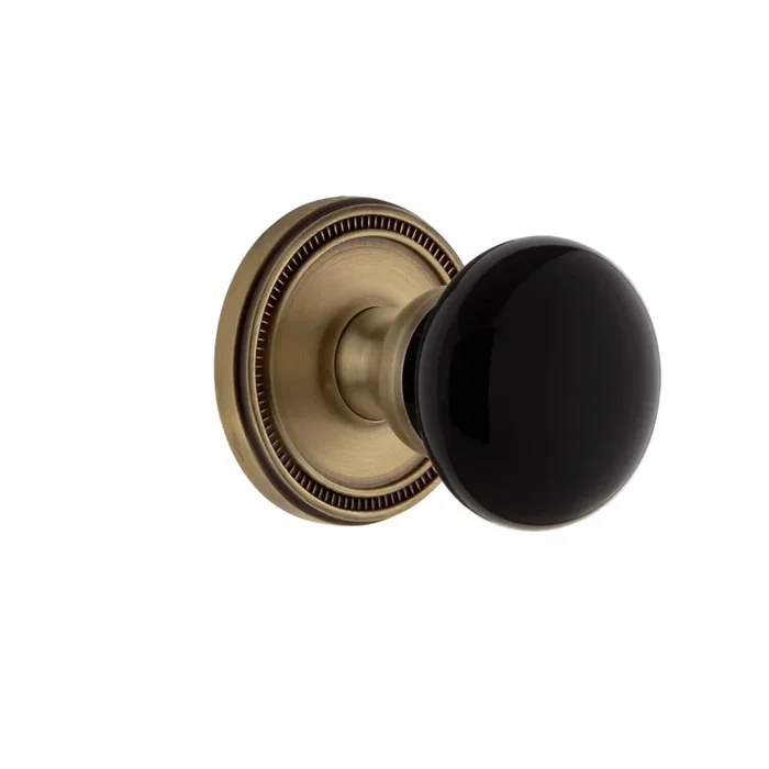 Soleil Rosette with Coventry Knob in Vintage Brass – Passage Door Hardware