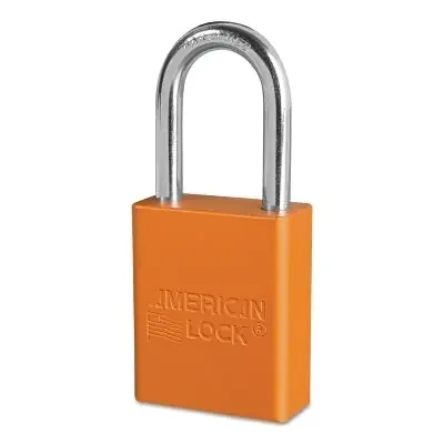 Solid Aluminum Padlock, 1/4 in dia, 1-1/2 in L x 3/4 in W, Orange