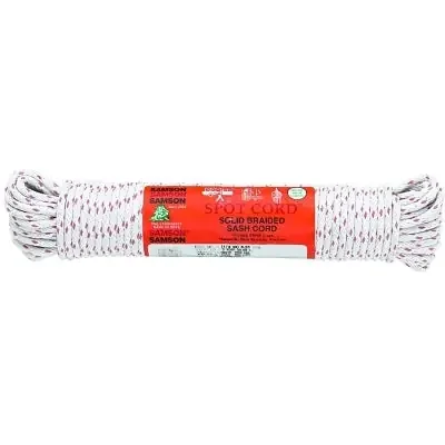 Spot Cord, 700 lb Capacity, 100 ft, 3/16 in dia, Cotton, White