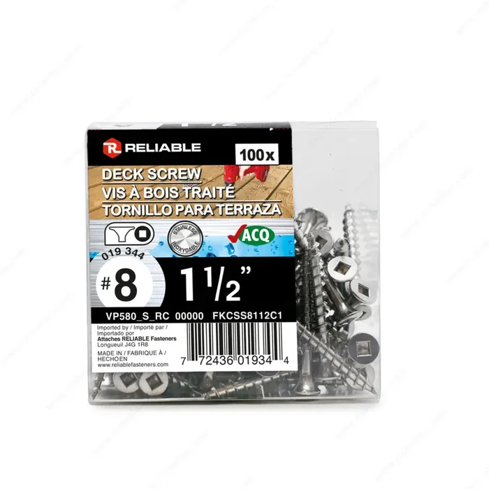 Stainless Steel Wood Treated Screw by Richelieu – Bugle Head, Square Drive, Coarse Thread
