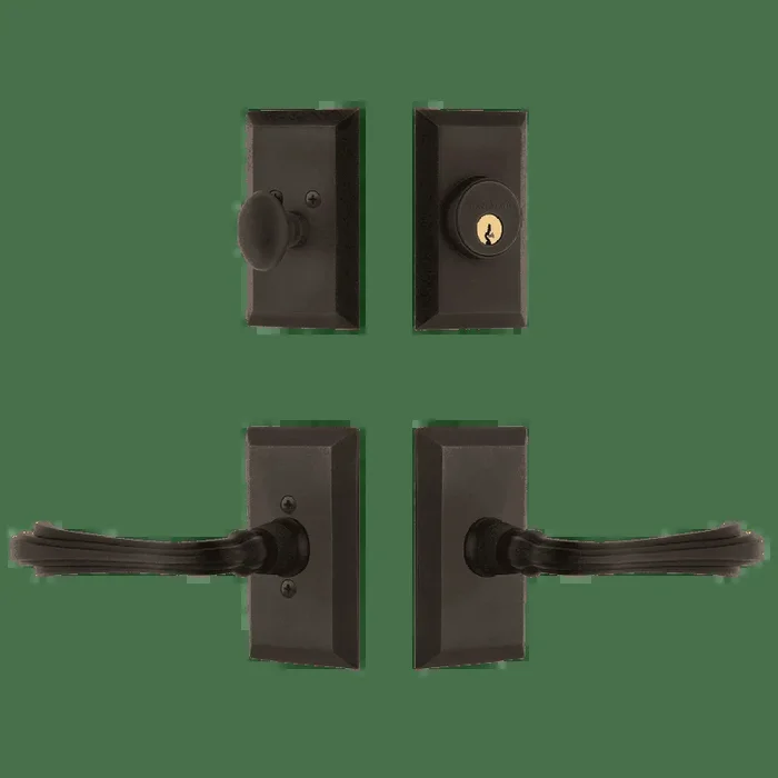 Studio Entry Set with Fleur Lever in Oil-Rubbed Bronze – Nostalgic