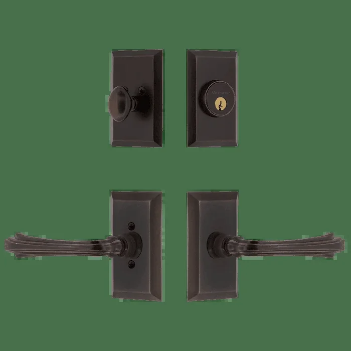 Studio Entry Set with Fleur Lever in Timeless Bronze – Left Handed