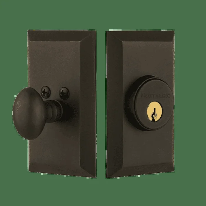 Studio Plate Single Cylinder Deadbolt in Oil-Rubbed Bronze – Nostalgic Vintage Hardware