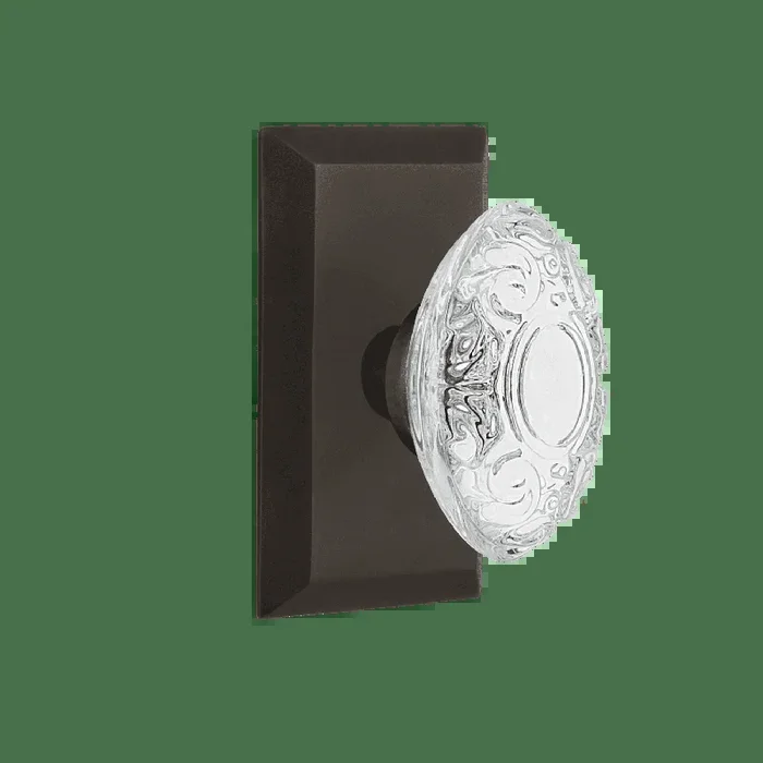 Studio Short Plate with Crystal Victorian Knob – Oil-Rubbed Bronze