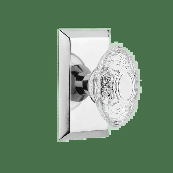 Studio Short Plate with Crystal Victorian Knob in Bright Chrome – Nostalgic Vintage Door Hardware