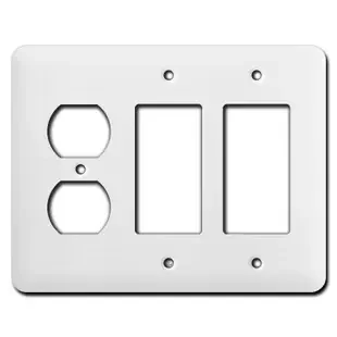 Tall 2 GFI Rocker 1 Duplex Outlet Cover – White