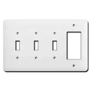 Tall 3 Toggle 1 Decor Outlet Cover Switch Plates – White