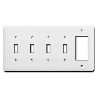 Tall 4 Toggle 1 Decor GFCI Light Switch Plate – White