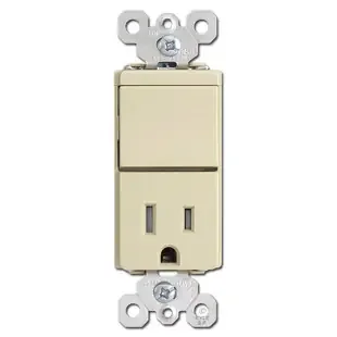 Tamper Resistant 3 Way Rocker + 15A Electric Outlet – Ivory