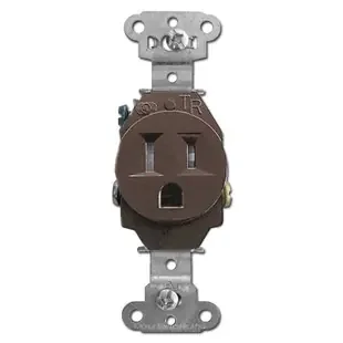 Tamper Resistant Brown Round 15A Single Receptacle
