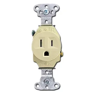 Tamper Resistant Ivory Round 15A Power Single Receptacles